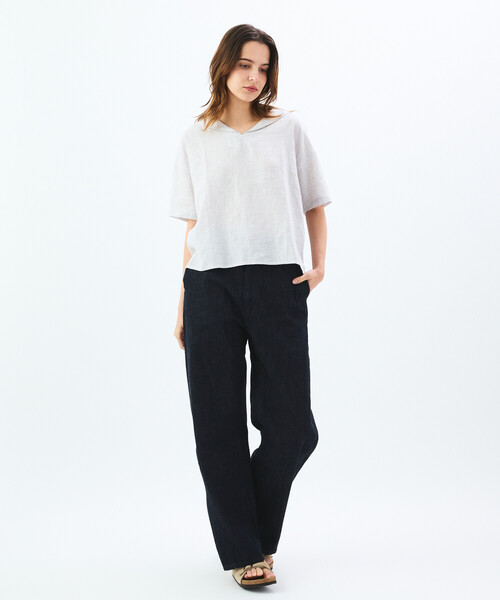 ORCIVAL | リネンチェック 半袖セーラーシャツ WOMEN（シャツ