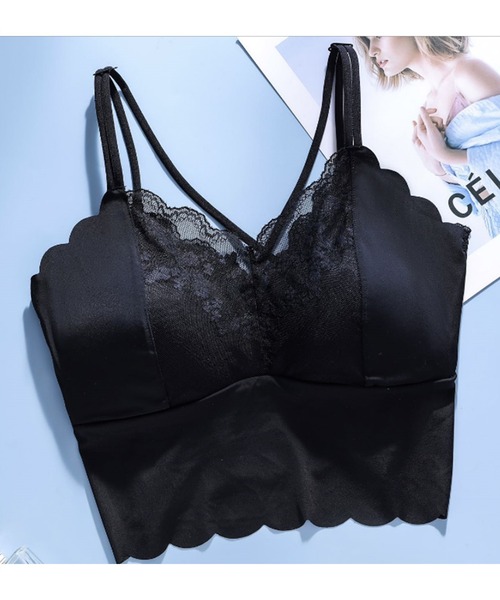 Lace Ladies（レースレディース）の「バックレース スカラップ ノンワイヤー キャミソール ブラ（キャミソール・レディース・ミント/ベージュ/ホワイト/ブラック/グレー・XL/L）」の10枚目の写真