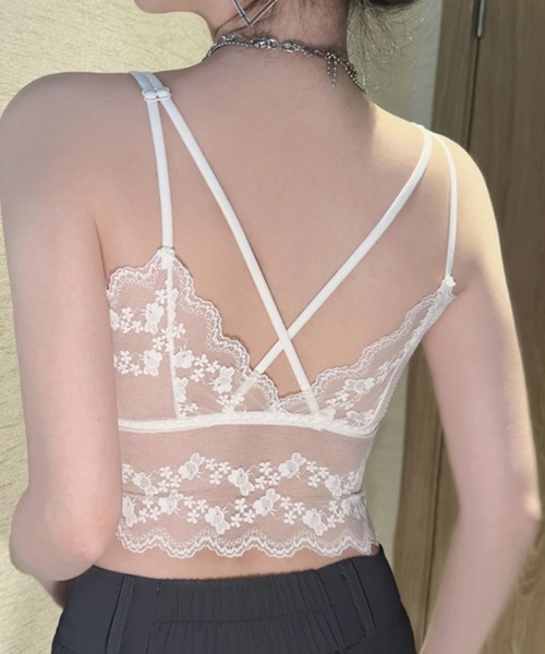 Lace Ladies（レースレディース）の「バックレース スカラップ ノンワイヤー キャミソール ブラ（キャミソール・レディース・ミント/ベージュ/ホワイト/ブラック/グレー・XL/L）」の12枚目の写真