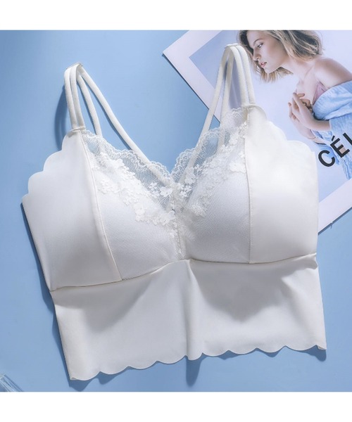 Lace Ladies（レースレディース）の「バックレース スカラップ ノンワイヤー キャミソール ブラ（キャミソール・レディース・ミント/ベージュ/ホワイト/ブラック/グレー・XL/L）」の13枚目の写真