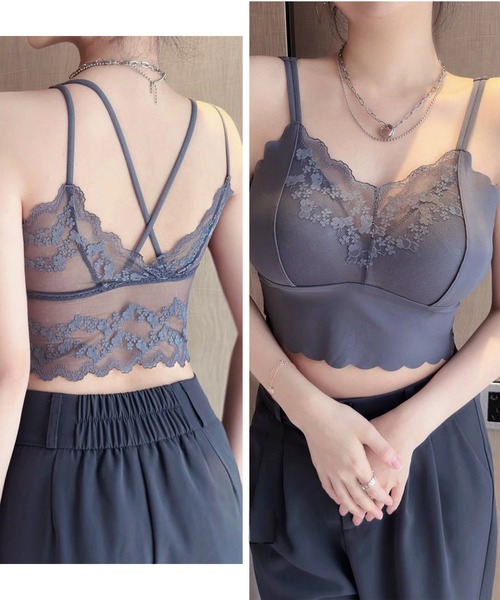 Lace Ladies（レースレディース）の「バックレース スカラップ ノンワイヤー キャミソール ブラ（キャミソール・レディース・ミント/ベージュ/ホワイト/ブラック/グレー・XL/L）」の14枚目の写真