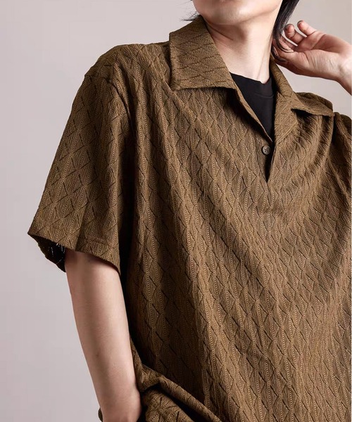 TOBEE(トゥビー)の「【TOBEE】レースシアールーズシャツ(ポロシャツ・メンズ・ブラウン/ブラック/ホワイト・MEDIUM/LARGE/X-LARGE)」の3枚目の写真
