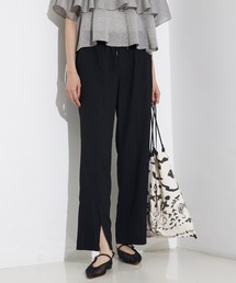 qualite | バックサテンジョーゼットベンツパンツ(スラックス)