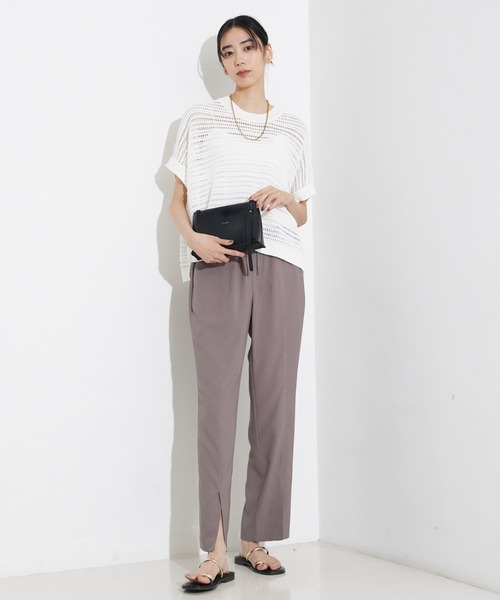 qualite（カリテ）の「バックサテンジョーゼットベンツパンツ/夏服/オフィスカジュアル（スラックス・レディース・イエロー系その他/ブラック/モカ・36/38/34）」の9枚目の写真