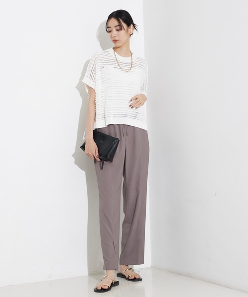 qualite（カリテ）の「バックサテンジョーゼットベンツパンツ/夏服/オフィスカジュアル（スラックス・レディース・イエロー系その他/ブラック/モカ・36/38/34）」の10枚目の写真