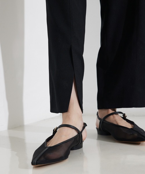 qualite（カリテ）の「バックサテンジョーゼットベンツパンツ/夏服/オフィスカジュアル（スラックス・レディース・イエロー系その他/ブラック/モカ・36/38/34）」の18枚目の写真