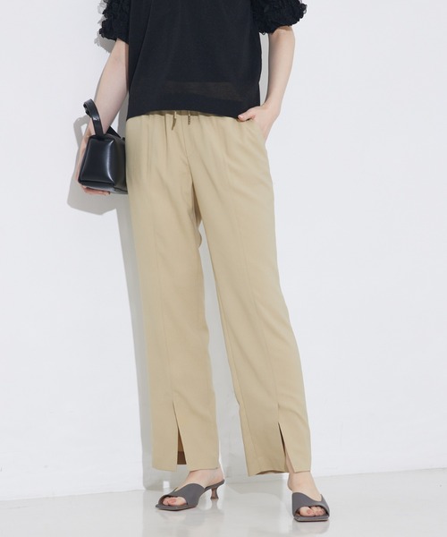 qualite（カリテ）の「バックサテンジョーゼットベンツパンツ/夏服/オフィスカジュアル（スラックス・レディース・イエロー系その他/ブラック/モカ・36/38/34）」の11枚目の写真