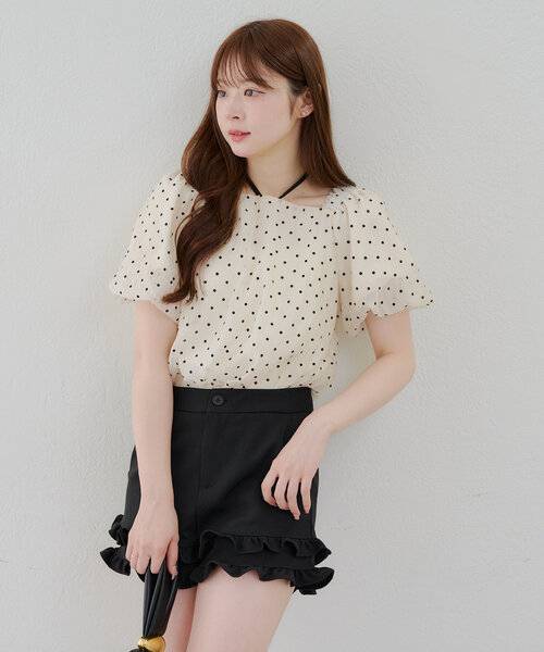continuer de NICE CLAUP(コンティニューデナイスクラップ)の「【_chipi2xセレクト】3wayバルーン袖ブラウス(シャツ/ブラウス・レディース・アイボリー/ブラック・FREE)」の4枚目の写真