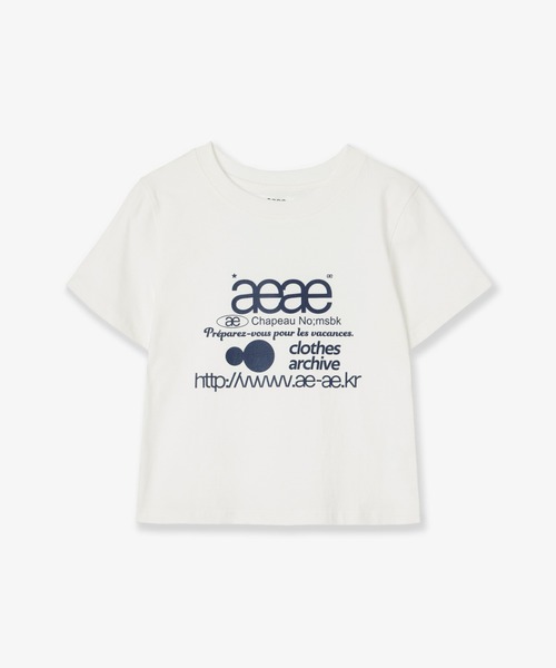 aeae（エーイーエーイー）の「WEB LOGO CROP T-SHIRTS（Tシャツ/カットソー・レディース・ホワイト/ブラック/グレー/オートミール/ホワイト系その他/ホワイト×ブルー/グレー系その他/ホワイト系その他2・FREE）」の3枚目の写真