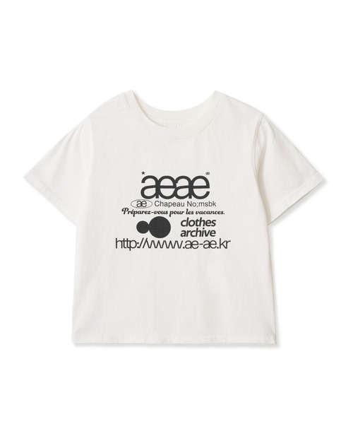 aeae（エーイーエーイー）の「WEB LOGO CROP T-SHIRTS（Tシャツ/カットソー・レディース・ホワイト/ブラック/グレー/オートミール/ホワイト系その他/ホワイト×ブルー/グレー系その他/ホワイト系その他2・FREE）」の2枚目の写真