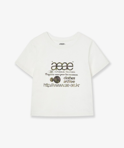 aeae（エーイーエーイー）の「WEB LOGO CROP T-SHIRTS（Tシャツ/カットソー・レディース・ホワイト/ブラック/グレー/オートミール/ホワイト系その他/ホワイト×ブルー/グレー系その他/ホワイト系その他2・FREE）」の5枚目の写真