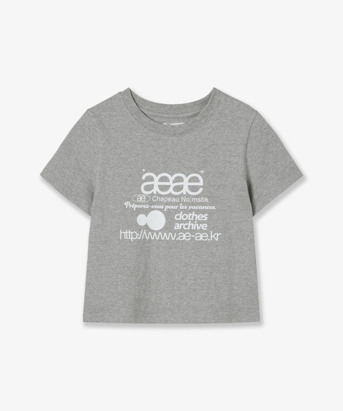 aeae（エーイーエーイー）の「WEB LOGO CROP T-SHIRTS（Tシャツ/カットソー・レディース・ホワイト/ブラック/グレー/オートミール/ホワイト系その他/ホワイト×ブルー/グレー系その他/ホワイト系その他2/ヘザーグレー・FREE）」の7枚目の写真