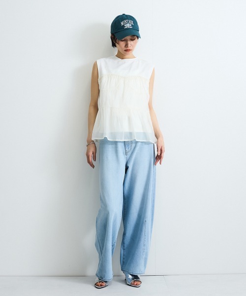 VICKY（ビッキー）の「オーガンジービスチェドッキングトップス≪手洗い可能≫（Tシャツ/カットソー・レディース・アイボリー/オフホワイト・M）」の5枚目の写真