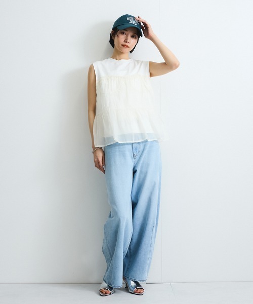 VICKY（ビッキー）の「オーガンジービスチェドッキングトップス≪手洗い可能≫（Tシャツ/カットソー・レディース・アイボリー/オフホワイト・M）」の6枚目の写真