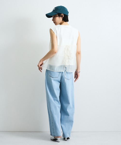 VICKY（ビッキー）の「オーガンジービスチェドッキングトップス≪手洗い可能≫（Tシャツ/カットソー・レディース・アイボリー/オフホワイト・M）」の8枚目の写真