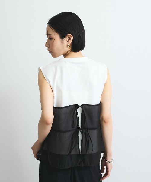 VICKY（ビッキー）の「オーガンジービスチェドッキングトップス≪手洗い可能≫（Tシャツ/カットソー・レディース・アイボリー/オフホワイト・M）」の9枚目の写真