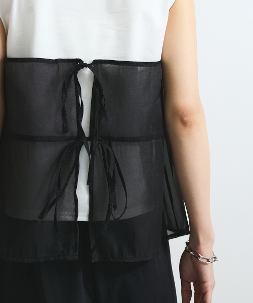 VICKY（ビッキー）の「オーガンジービスチェドッキングトップス≪手洗い可能≫（Tシャツ/カットソー・レディース・アイボリー/オフホワイト・M）」の11枚目の写真