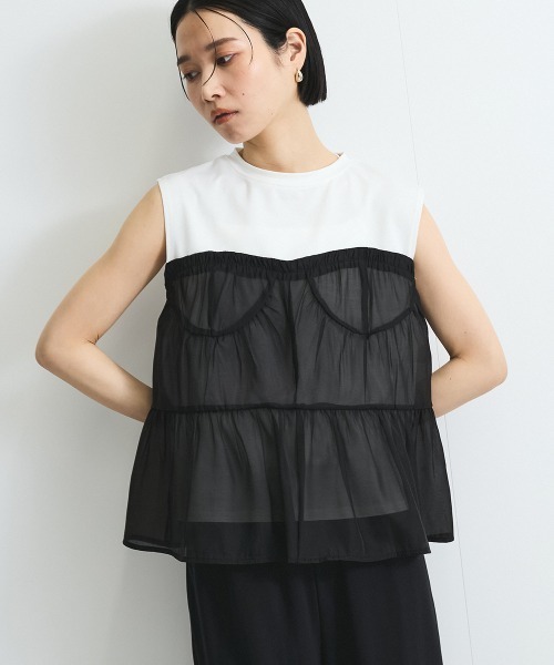 VICKY（ビッキー）の「オーガンジービスチェドッキングトップス≪手洗い可能≫（Tシャツ/カットソー・レディース・アイボリー/オフホワイト・M）」の10枚目の写真