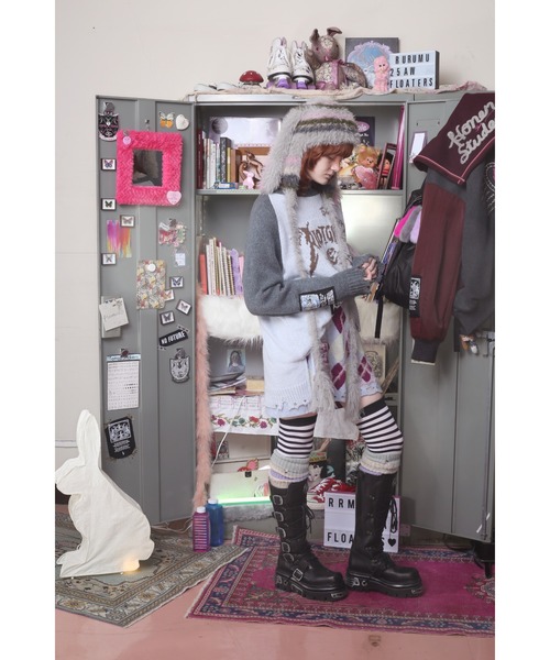 rurumu:（ルルムウ）の「rurumu:/ルルムウ/"rurumu:×KIDILL" raglan pullover(large)（ニット/セーター・レディース・ピンク/ブラック/サックスブルー・FREE）」の14枚目の写真