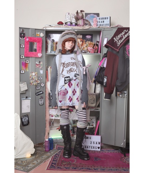 rurumu:（ルルムウ）の「rurumu:/ルルムウ/"rurumu:×KIDILL" raglan pullover(large)（ニット/セーター・レディース・ピンク/ブラック/サックスブルー・FREE）」の16枚目の写真