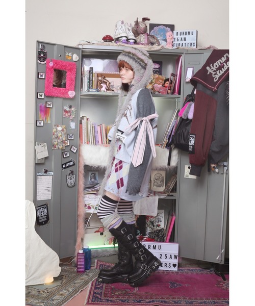 rurumu:（ルルムウ）の「rurumu:/ルルムウ/"rurumu:×KIDILL" raglan pullover(large)（ニット/セーター・レディース・ピンク/ブラック/サックスブルー・FREE）」の17枚目の写真