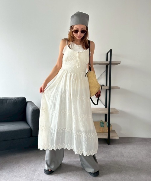 HANNE（アン）の「エンブロイダリーコットンキャミワンピース（ワンピース・レディース・ホワイト/ベージュ・FREE）」の15枚目の写真