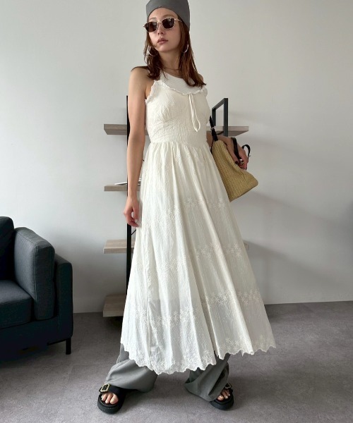 HANNE（アン）の「エンブロイダリーコットンキャミワンピース（ワンピース・レディース・ホワイト/ベージュ・FREE）」の17枚目の写真