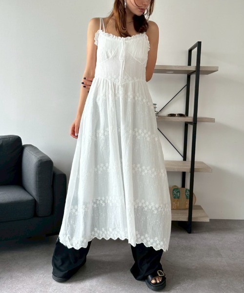 HANNE（アン）の「エンブロイダリーコットンキャミワンピース（ワンピース・レディース・ホワイト/ベージュ・FREE）」の21枚目の写真