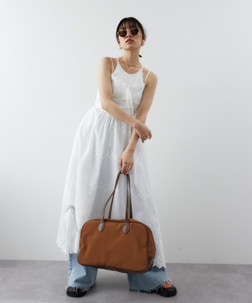 HANNE（アン）の「エンブロイダリーコットンキャミワンピース（ワンピース・レディース・ホワイト/ベージュ・FREE）」の3枚目の写真