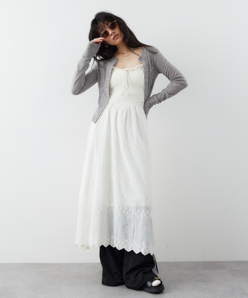 HANNE（アン）の「エンブロイダリーコットンキャミワンピース（ワンピース・レディース・ホワイト/ベージュ・FREE）」の5枚目の写真