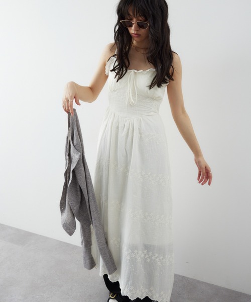 HANNE（アン）の「エンブロイダリーコットンキャミワンピース（ワンピース・レディース・ホワイト/ベージュ・FREE）」の10枚目の写真