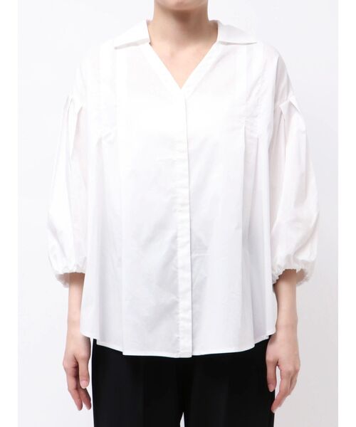 ELENDEEK（エレンディーク）の「スキッパーボリュームスリーブブラウス（シャツ/ブラウス・レディース・ブラック/オフホワイト/ダークオレンジ・FREE）」の17枚目の写真