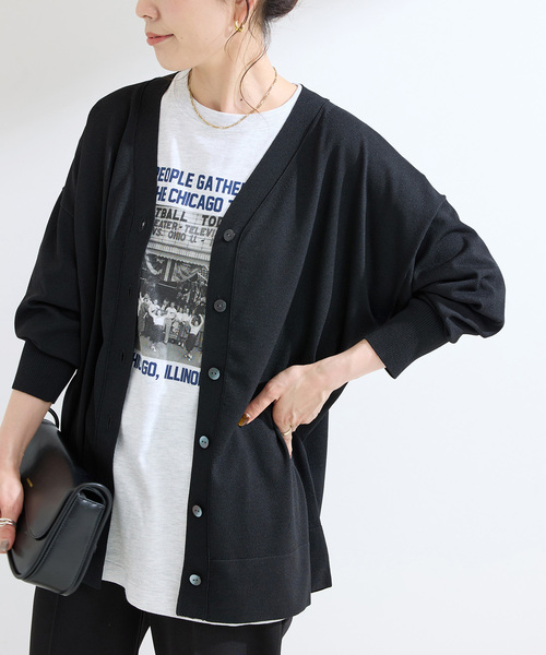 ボレロ風カーディガン セール】[2025 SUMMER COLLECTION][涼感]リブニット配色