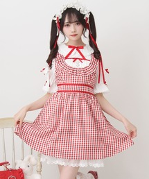 お茶会メイドヨークフリルリボンワンピース