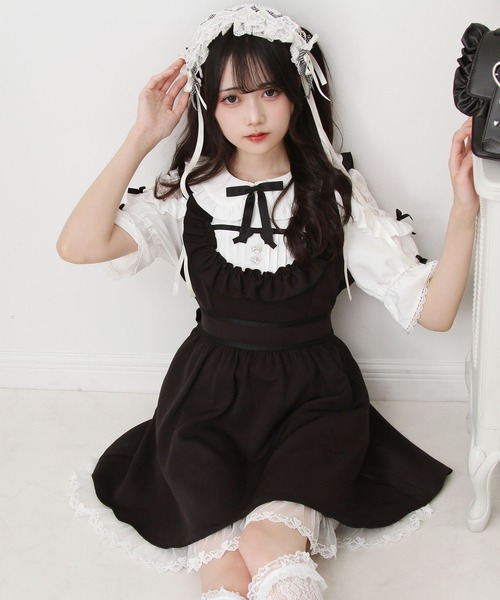 お茶会メイドヨークフリルリボンワンピース（ワンピース