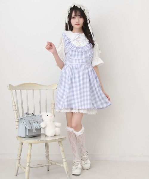 DearMyLove(ディアマイラブ)の「お茶会メイドヨークフリルリボンワンピース(ワンピース・レディース・ブラック/サックスブルー/レッド・3L/LL/LARGE/MEDIUM)」の4枚目の写真