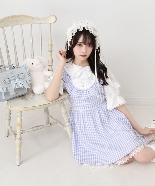 DearMyLove(ディアマイラブ)の「お茶会メイドヨークフリルリボンワンピース(ワンピース・レディース・ブラック/サックスブルー/レッド・3L/LL/LARGE/MEDIUM)」の8枚目の写真