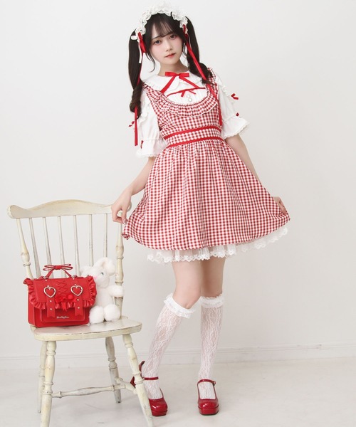 DearMyLove(ディアマイラブ)の「お茶会メイドヨークフリルリボンワンピース(ワンピース・レディース・ブラック/サックスブルー/レッド・3L/LL/LARGE/MEDIUM)」の13枚目の写真