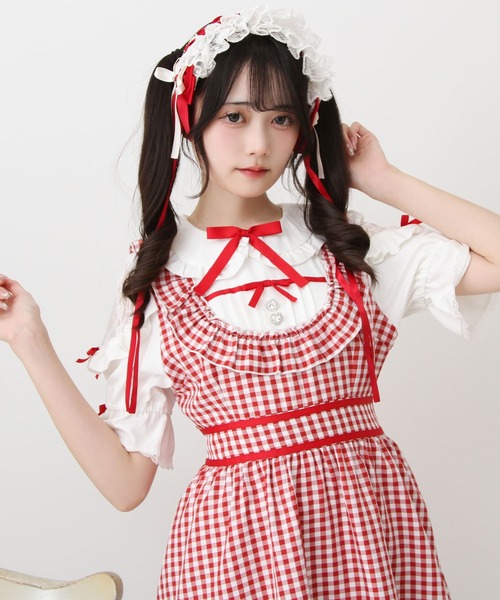 DearMyLove(ディアマイラブ)の「お茶会メイドヨークフリルリボンワンピース(ワンピース・レディース・ブラック/サックスブルー/レッド・3L/LL/LARGE/MEDIUM)」の15枚目の写真