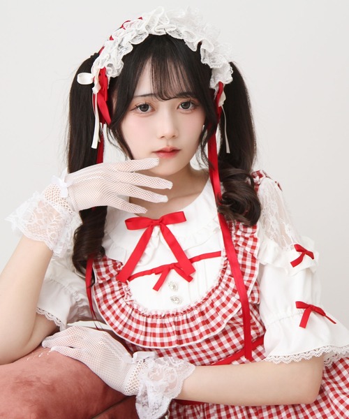 DearMyLove(ディアマイラブ)の「お茶会メイドヨークフリルリボンワンピース(ワンピース・レディース・ブラック/サックスブルー/レッド・3L/LL/LARGE/MEDIUM)」の17枚目の写真
