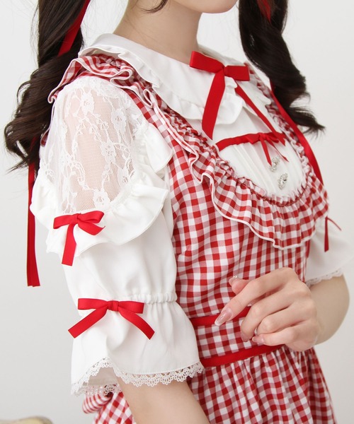 DearMyLove(ディアマイラブ)の「お茶会メイドヨークフリルリボンワンピース(ワンピース・レディース・ブラック/サックスブルー/レッド・3L/LL/LARGE/MEDIUM)」の19枚目の写真