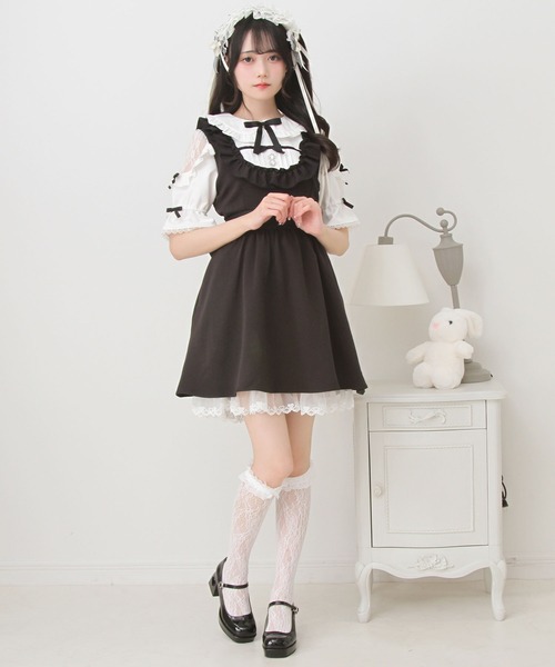 DearMyLove(ディアマイラブ)の「お茶会メイドヨークフリルリボンワンピース(ワンピース・レディース・ブラック/サックスブルー/レッド・3L/LL/LARGE/MEDIUM)」の21枚目の写真