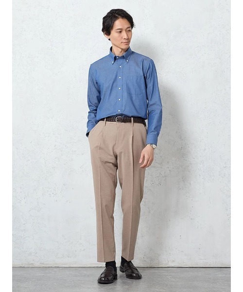 Perfect Suit FActory（パーフェクトスーツファクトリー）の「【ノンアイロン】長袖ワイシャツ【アーバン】ブルー（ビジネスシャツ・メンズ・ブルー/ブラック・首回り39cm-裄丈82cm/首回り41cm-裄丈84cm/首回り43cm-裄丈86cm/首回り37cm-裄丈80cm）」の4枚目の写真