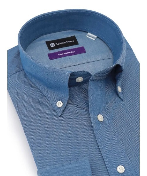 Perfect Suit FActory（パーフェクトスーツファクトリー）の「【ノンアイロン】長袖ワイシャツ【アーバン】ブルー（ビジネスシャツ・メンズ・ブルー/ブラック・首回り39cm-裄丈82cm/首回り41cm-裄丈84cm/首回り43cm-裄丈86cm/首回り37cm-裄丈80cm）」の6枚目の写真