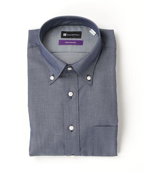 Perfect Suit FActory（パーフェクトスーツファクトリー）の「【ノンアイロン】長袖ワイシャツ【アーバン】ブルー（ビジネスシャツ・メンズ・ブルー/ブラック・首回り39cm-裄丈82cm/首回り41cm-裄丈84cm/首回り43cm-裄丈86cm/首回り37cm-裄丈80cm）」の7枚目の写真