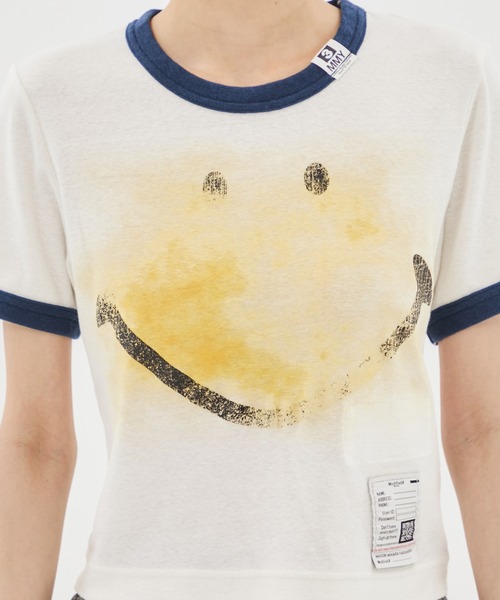 ミハラヤスヒロ スマイリーミニTシャツ イエロー MIHARA YASUHIRO/ミハラヤスヒロ】SMILY FACE PRINTED MINI TEE