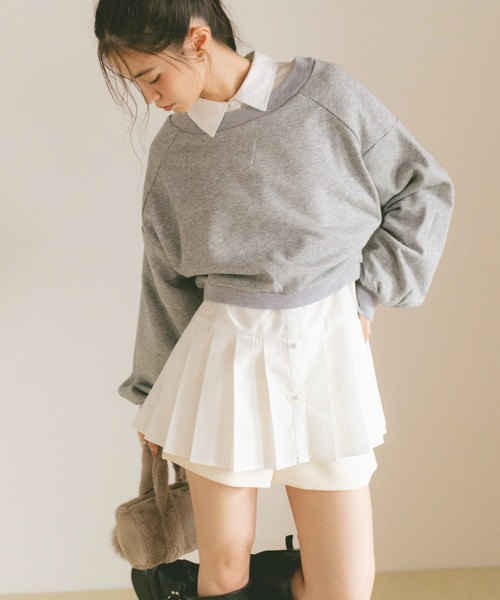 VANNIE U（ヴァニーユー）の「プリーツチュニックミニワンピース（ワンピース・レディース・ブルー/ホワイト・FREE）」の2枚目の写真