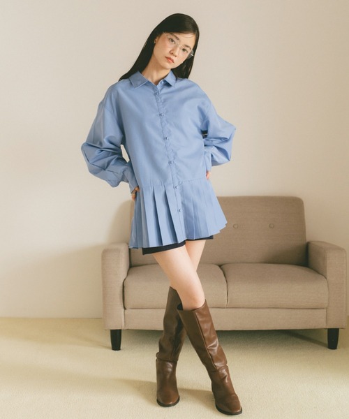 VANNIE U（ヴァニーユー）の「プリーツチュニックミニワンピース（ワンピース・レディース・ブルー/ホワイト・FREE）」の17枚目の写真