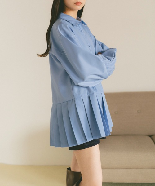 VANNIE U（ヴァニーユー）の「プリーツチュニックミニワンピース（ワンピース・レディース・ブルー/ホワイト・FREE）」の7枚目の写真