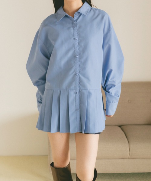 VANNIE U（ヴァニーユー）の「プリーツチュニックミニワンピース（ワンピース・レディース・ブルー/ホワイト・FREE）」の3枚目の写真